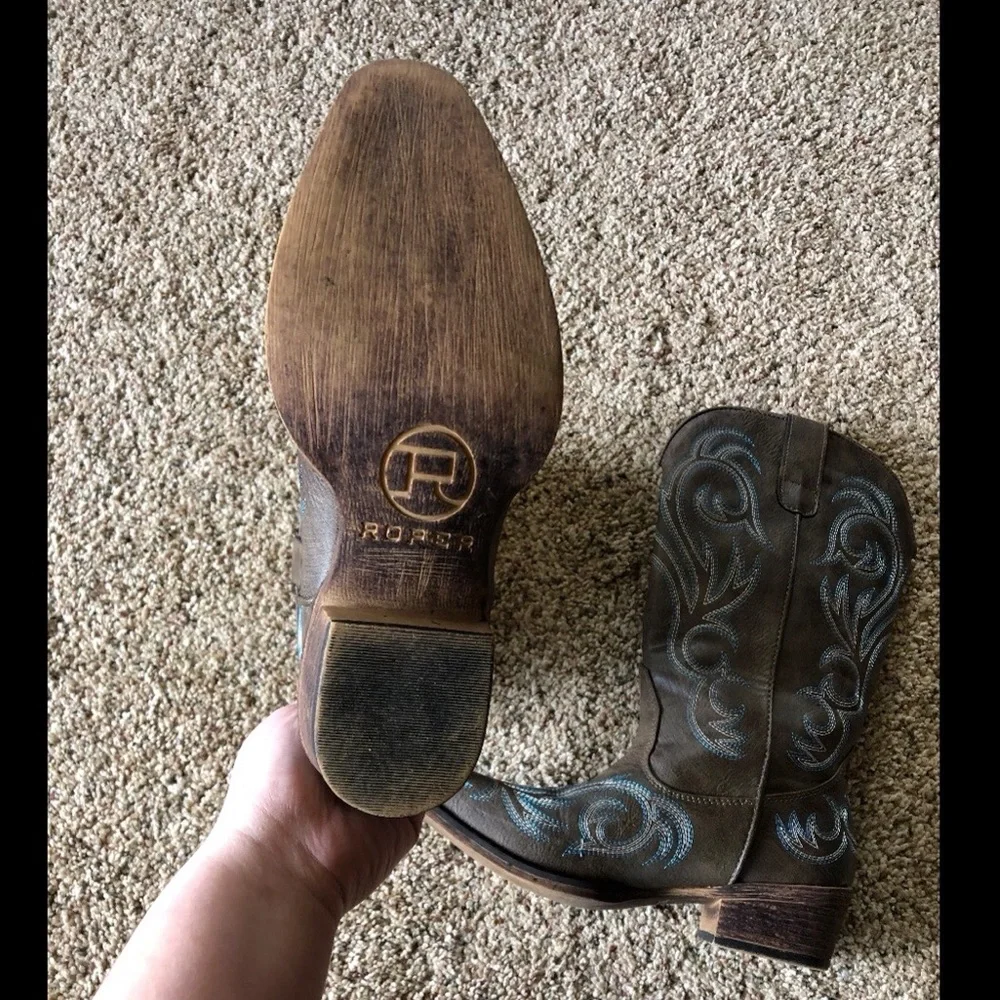 Roper Riley Brown Snip Toe Boots - Picture 6 of 8